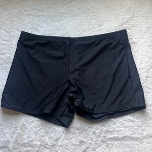Aqua Eve Black‎ Boy Short Swim Bottoms Plus Size 20W High Rise Lined Stretch